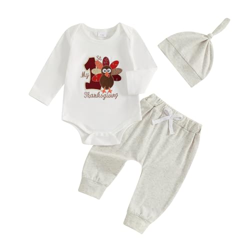 Baby Boy Girl Halloween Outfit Long Sleeve Newborn Pumpkin Romper Pant Set Cute Infant Fall Clothes with Hat 3PCS