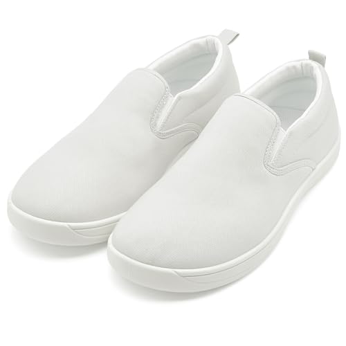 Slip on Shoes for Men, Classic Canvas Casual Shoes Comfortable Flats Men's White Loafers Low Top Sneakers Hands Free3