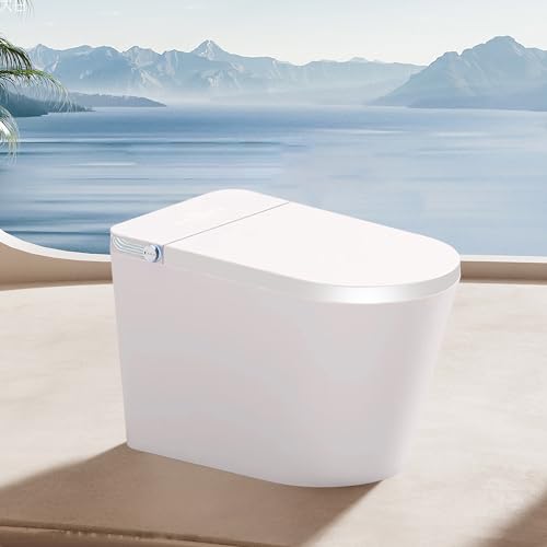 Auto Open & Auto Close, 1.28 GPF Single Flush Toilet with Intelligent Smart Bidet Seat and Posterior Cleaning, Lady Care Wash, Wireness Remote Control and HD LCD Display