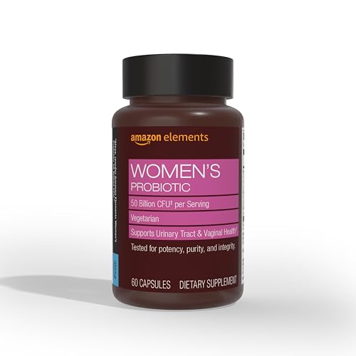 Image of Amazon Basics Women's Probiotic 50 billion CFU per serving, vegetarian, Supports Urinary Track and Vaginal Health, 60 capsules (Previously Amazon Elements)
