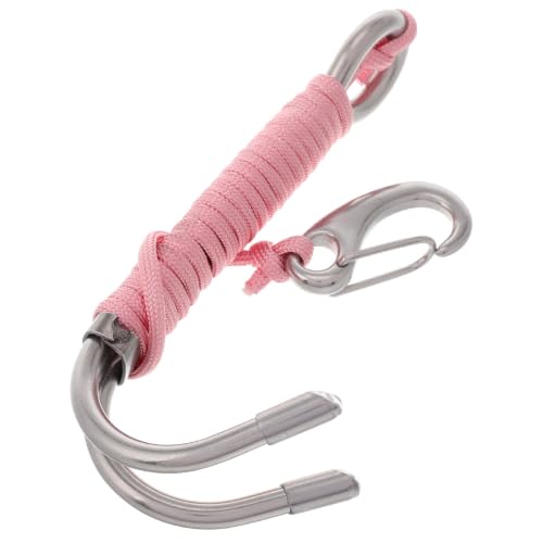 Ganchos de buceo de doble cabeza en acero inoxidable con cordón de seguridad