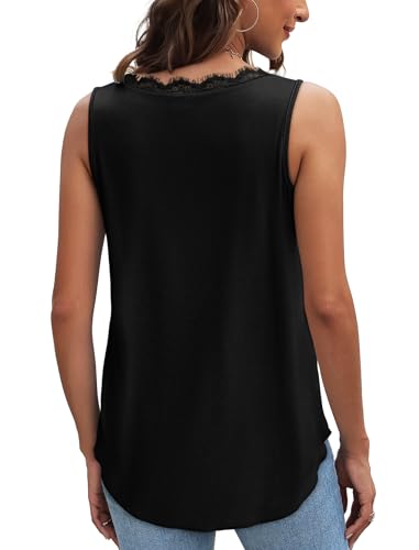 WIHOLL Womens Summer Tank Tops Loose Fit Lace V Neck Sleeveless Tops Shirts Dressy Casual Flowy(S-3XL)3