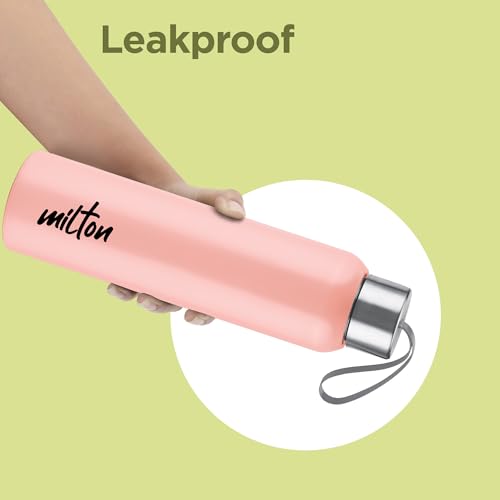 Image of Milton Halo 900 Steel Thermoware, Inner Steel, PU Insulated, Leak Proof Water Bottle for School Kids, Office, Gym, Easy to Carry Strap, 600 ml, Pink