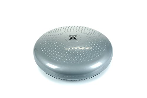 CanDo Inflatable Balance Disc for Balance Training, Proprioception, Strengthening Lower Extremities, Posture, Back Pain, Stress Relief, Restlessness and Anxiety. Silver, 14” Diameter