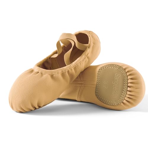 Image of Dance Women's Ballet Shoes Stretch Canvas Dance Slippers Split Sole for Girls /Adult