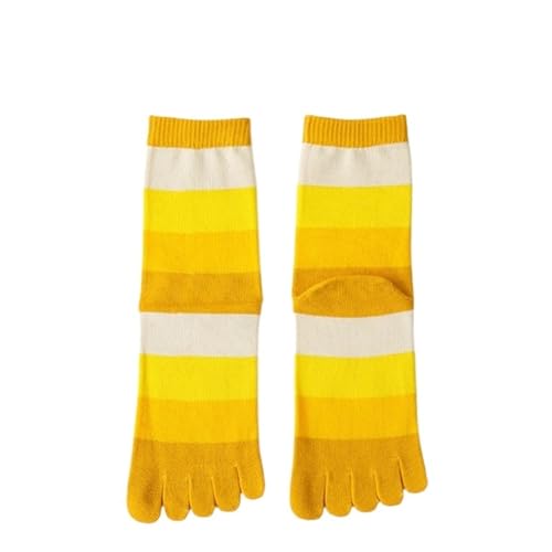GSJNHY Calcetines de cinco dedos 5 pares de calcetines algodón cinco dedos for hombre, absorbentes del sudor, a rayas, for vestido fiesta, con punta larga, for(Yellow)