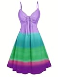  Fisoew Korsettkleid für Damen formelles Spaghettiträger-Bustier Midikleid Frauen fließendes Korsett-Sommerkleid mit plissiertem Saum Kleider Vintage Sexy Partykleid Damen Elegant Lila S
