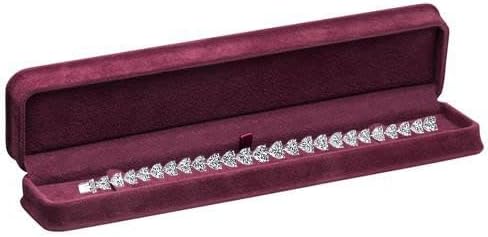 Miniatura 2 de Allure - Caja de pulsera de gamuza color burdeos, elegante estuche de pulsera de diamantes, con interior de terciopelo burdeos, caja de regalo de