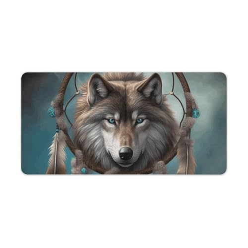 Tapis de souris grand format loup pour aménager votre bureau de maison