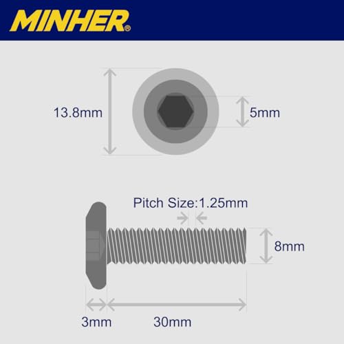 (15 pcs) M8 x 30mm Flat Round Hexagon Socket Head Screws Bolts and Nuts Set 304 Stainless Steel 18-8, Silver, M8x30mm (15 Pieces) - Image 2