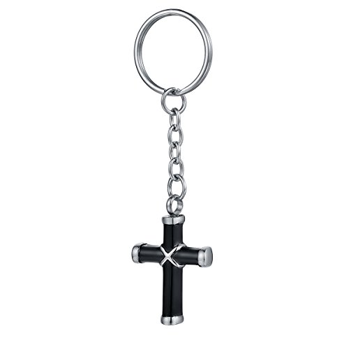 COCO Park Black Cross Prayer Cremation Keychains Stainless Steel Urn Pendant Jewelry Ashes Memorial Keepsake