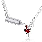 Jude Jewelers Wine Bottle Cup Cubic Zircon Pendant Gold Plated Necklace (Bottle Silver)