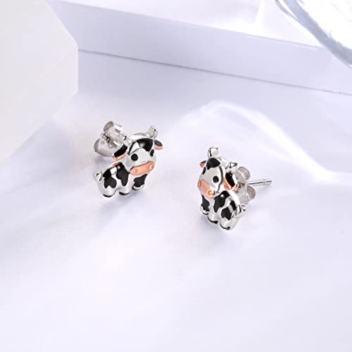 Sterling Silver Cow Penguins Panda Dog Pig Giraffe Lion Salamander Earrings Studs Cute Animal Jewelry Gift for Women4
