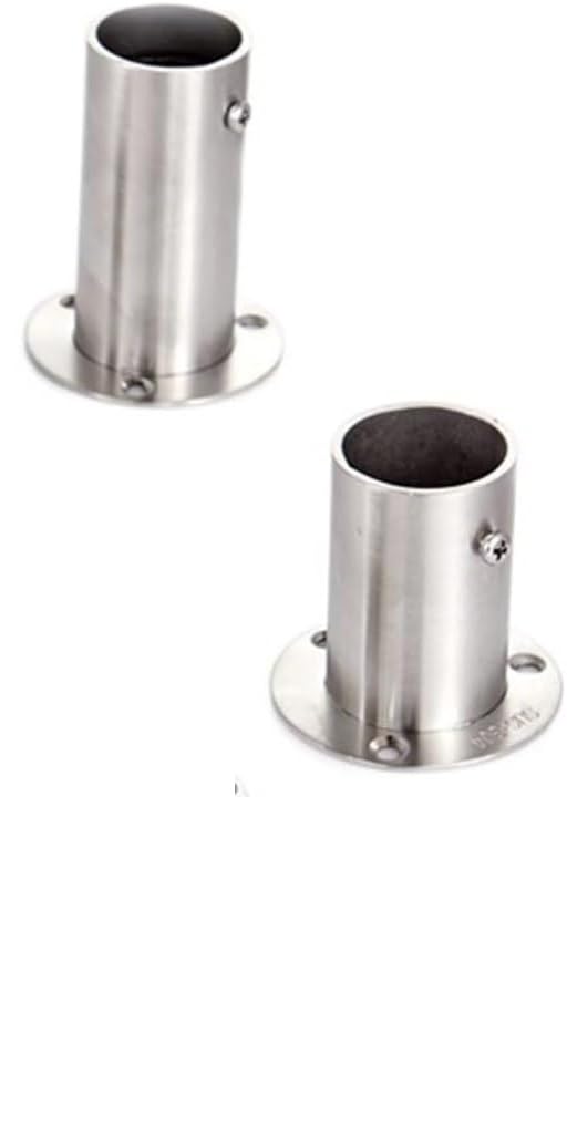 Stainless Steel Pole Socket Flange Rod 2-Pack for 19-32mm Tube 60-80mm Height(32mm H60mm,201 Stainless Steel)
