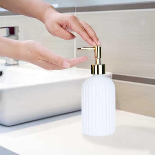 Image of Soap Dispenser 14Oz White Glass Hand Soap Dispenser for Kitchen Countertop