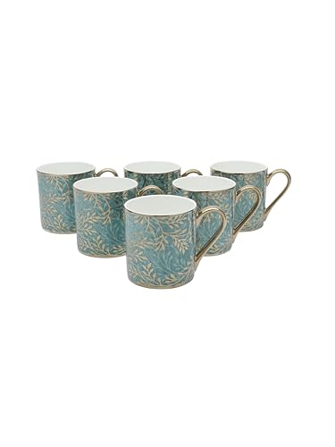 Image of Clay Craft Fine Ceramic Melon Ebony Printed Tea Cup Set of 6-220 ml Each Tea Cups, Tea Cup Set of 6, Mugs for Coffee, Cups Set of 6, Mug Set, Ideal for Gifting, Perfect for Home and Office