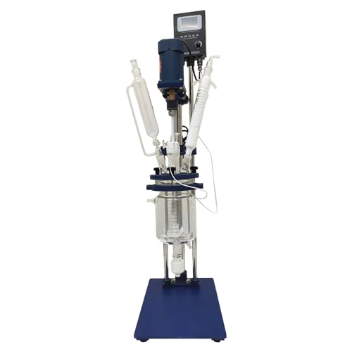 WYDDDARY Glass Reactor 1L Chemical Lab Jacketed Glass Reactor Vessel Double-Layer Glass Digital Display Vessel for Chemistry Reaction Distillation 110V 90W