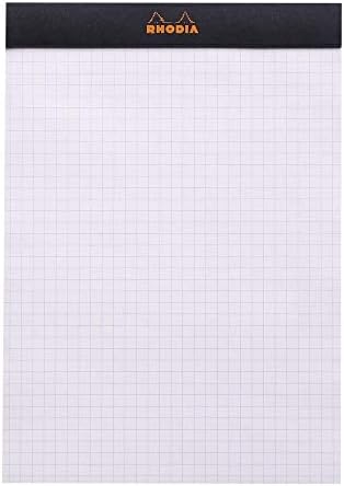 RHODIA 162009C - Stapled Notepad N°16 Black - A5 - Small Squares - 80 Detachable Sheets - 80G Clairefontaine Paper - Soft, Resistant and Waterproof Coated Card Cover - Basics