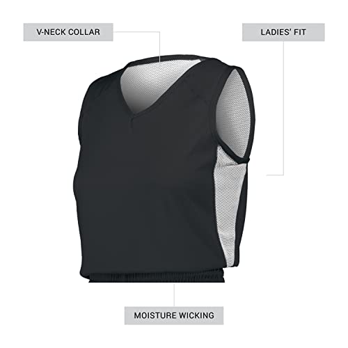 Russell Athletic Camiseta feminina reversível de camada única única, Preto/branco, P