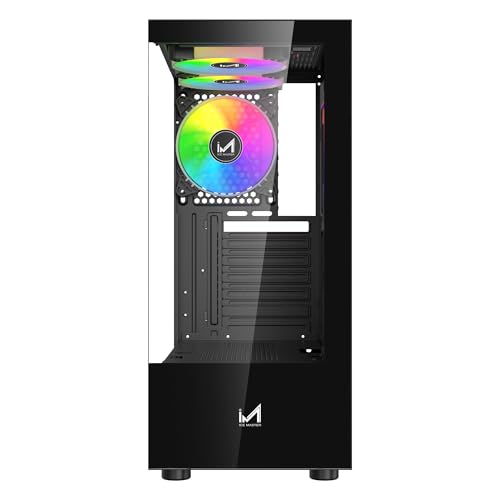 Image of ICE Master Thunder Mid-Tower Computer Case /Gaming Cabinet - Black | Support ATX, M-ATX, ITX | Pre-Installed 2 Top & 1 Rear Rainbow Fans