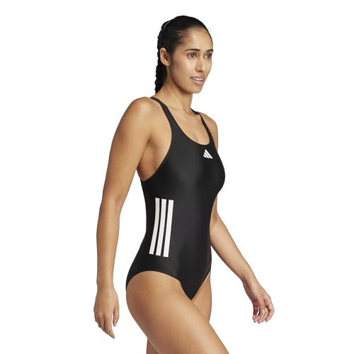 adidas Damen 3 Stripes C-Back Swimsuit Swimwear, Black/White/White, 42 6