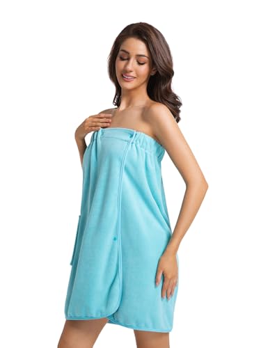Womens Towel Wrap Bath Robe Lightweight Spa Body Wrap Shower Adjustable Snap Closure