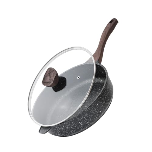 Image of Kordisen Nonstick Deep Frying Pan with Lid, 10 Inch Non Stick Skillet, Saute Pan for Cooking, Healthy Induction Cookware, PFOA Free