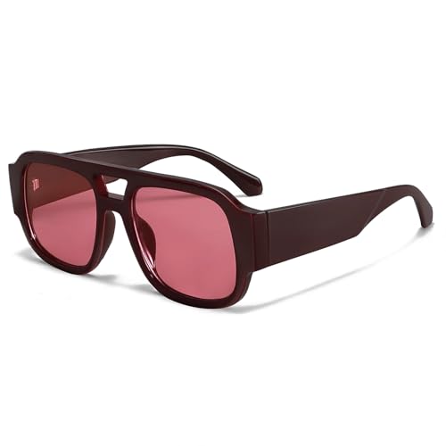 TYA Retro Oversized Aviator Sunglasses for Women Men 2026 Square Double Bridge Trendy Sun Glasses UV400