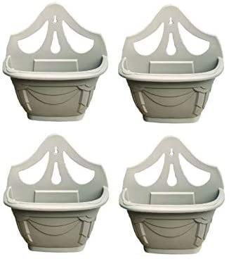 PREMZO Venetian Wall Hanging Planter Plant Flower Pots Wall Fence Sturdy Strong Plastic Pot Indoor Outdoor Decorative Home Office Garden Special In TAUPE Color (Pack Of 4)