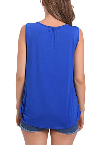Suiek Maternity Nursing Tank Tops Breastfeeding Tee Shirt Double Layer Sleeveless Pregnancy Shirt (X-Large, Blue) #TOP2