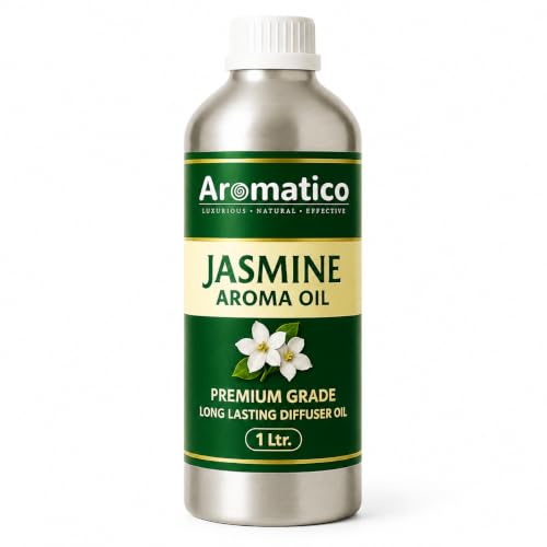 Image of AROMATICO Jasmine Diffuser Oil with Strong, Long-Lasting Aroma. Premium Aroma Oil for Homes, Offices & Showrooms. Aromatherapy, Diffusers, Air Purifiers, Vaporizers - 1 L(1000 ml)