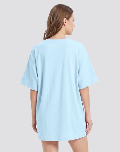 Image of VIUTIL Womens Oversized T Shirt Dress Short Sleeve Crewneck Cotton Mini Dress with Pockets 2026 Casual Summer Clothes