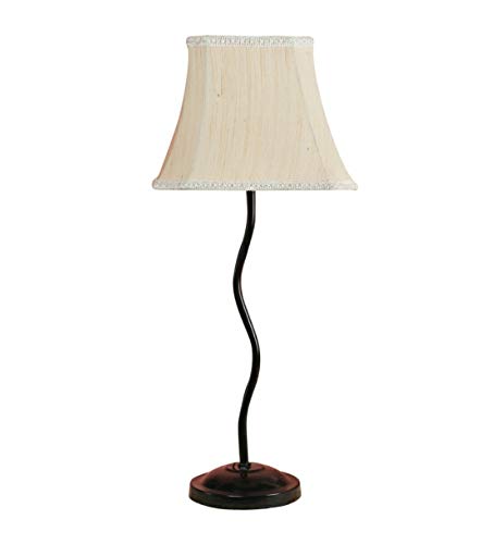 Image of tu casa Off White Cotton Shade with Black Metal-Iron Base Table Lamp | Elegant Bedside & Desk Lamp for Bedroom, Living Room, Office, Home Decor & Gifting (Height : 23 Inch /No Blub Included)