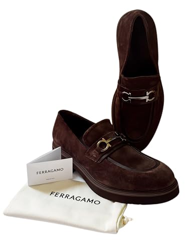 Fiorello Suede Loafer Men's Dress Shoes Strap Brown Gancini Buckle (Salvatore4