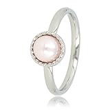 My Bendel - Silberring mit rosa Perle vintage- Stylischer Ring für Damen mit Perle und gedrehtem Rand - Bleibt schön und Verfärbt nicht - Stapeln Ringe - mit Luxuriösen Geschenkverpackung