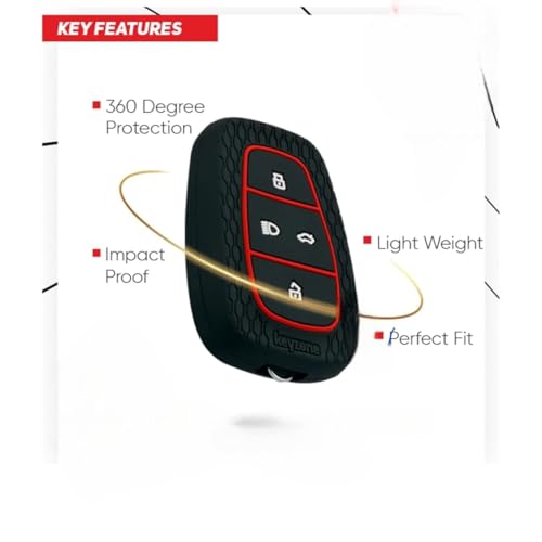 AUTODIFY™ Striped Silicone Car Key Cover Black fit for TATA Nexon, Punch, Altroz, Tigor, Harrier, Safari, Gravitas (4 Button Push Smart Key)