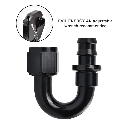 Image of EVIL ENERGY 12AN 180 Degree Push Lock Hose Fitting End Black