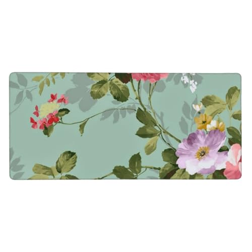 Tapis de souris grand format fleurs vintage 40x90cm sous main informatique xxl en caoutchouc