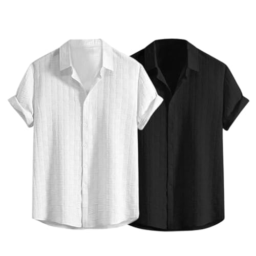 Image of Leriya Fashion Men's Formal Button Down Shirt - Slim Fit Office Wear Shirt for Men | Textured Short Sleeve Polycotton | Business & Meeting Ready (Available in Plus Size)