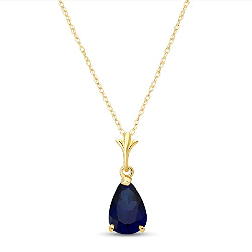 Galaxy Gold GG 1.5 Carat 14k Solid Gold Necklace with Natural Pear-shaped Blue Sapphire Pendant