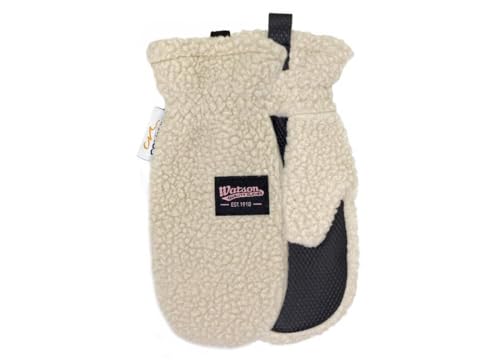 Watson Gloves Baby Baa Baa Cozy Winter Kid Mitt - Sustainable Fuzzy Fleece Sherpa Shell, Warm Eco-Lining, Snug-Fit, Slip-On, Beige, XX-Small