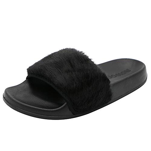 Women's Fur Sandals Fashion Open Toe Indoor & Outdoor Slip On Soft Slipper
