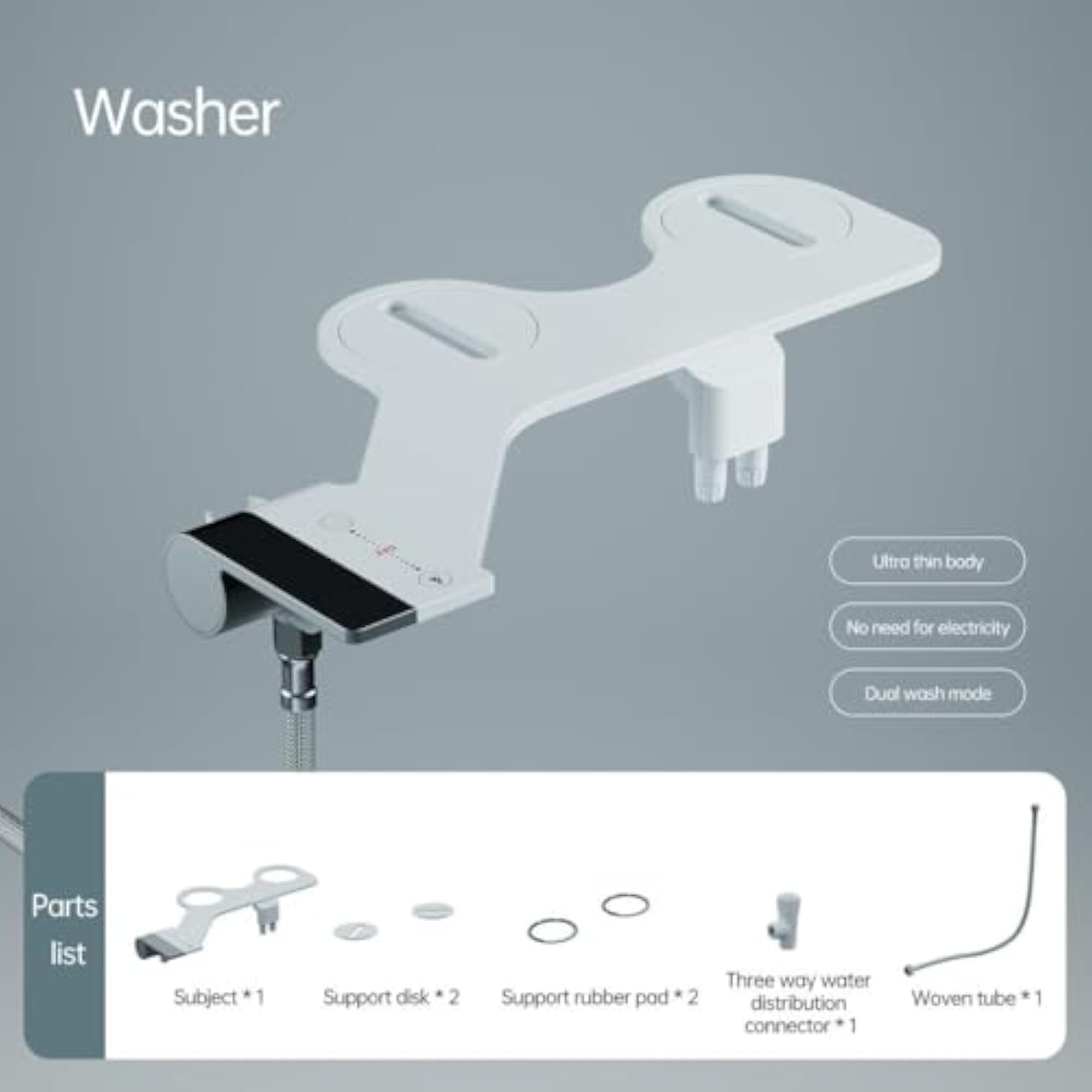 Toilet Bidet Attachment - Dual Nozzle Jet Spray