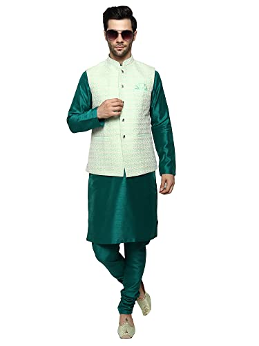 Image of Uri and MacKenzie Men's Silk Blend Kurta Pajama with Designer Ethnic Nehru Jacket /Modi Jacket