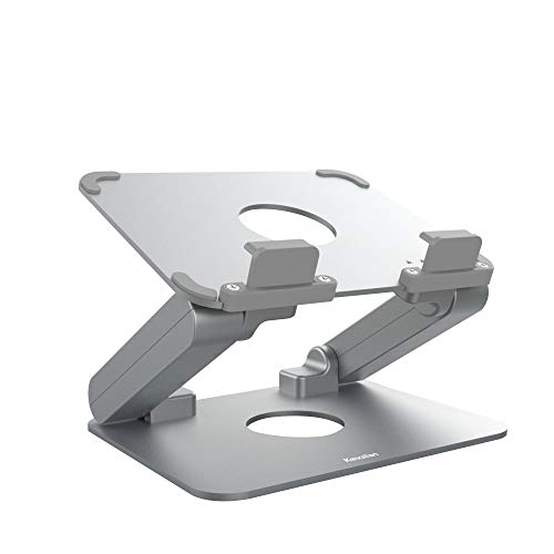 Kavalan Aluminum Tablet Stand, Ergonomic Foldable Height Adjustable Tablet Riser for Desk, Compatible with Apple iPad Series, Samsung Pad, Microsoft Pad and All Tablets Laptop Cell Phone (Silver)