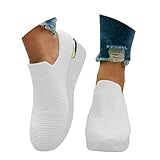 Zapatos ortopédicos para Mujer Zapatos Casuales para Mujer, Zapatillas de Plataforma con cuña, Transpirables, de Punto, sin Cordones, Caminar al Aire Libre, Viajes, Uso Diario (White, 39)