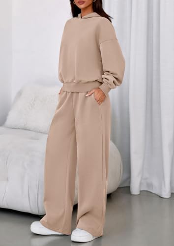 Image of PRETTYGARDEN Womens Sweatsuits 2 Piece Set 2026 Casual Winter Long Sleeve Hoodie Loose Wide Leg Sweatpants Fall Tracksuit
