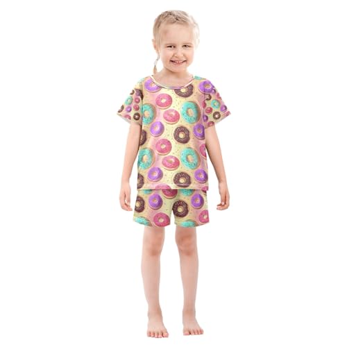 senya Colorful Doughnut Cute Summer Pajamas Set Short Cotton Sleepwear 2 Piece3