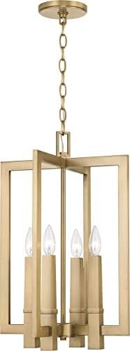 Capital Lighting 549641AD Blake Modern Industrial Sculptural Candle Foyer Light Fixture, 4-Light 240 Total Watts, 22"H x 14"W, Aged Brass