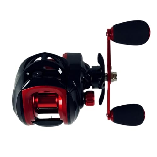 Carretilha Baitcaster Anti-Backlash 19+1 Rolamentos, Alta Velocidade 8.1:1, Força de Tração 15kg, Carretilha para Pesca Esportiva Profissional (Preto + Vermelho, Mão direita)